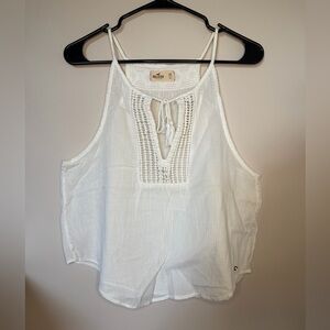 Hollister White Crochet-Front Spaghetti Strap Tank